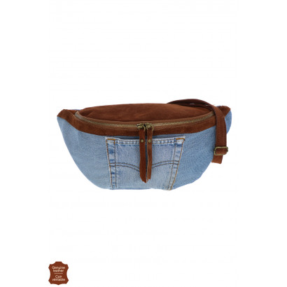 JINI, WAIST JEANS BAG WITH LEATHER PARTS