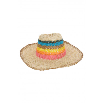 CROCHETED SUNBONNET WITH COLORED LINES
