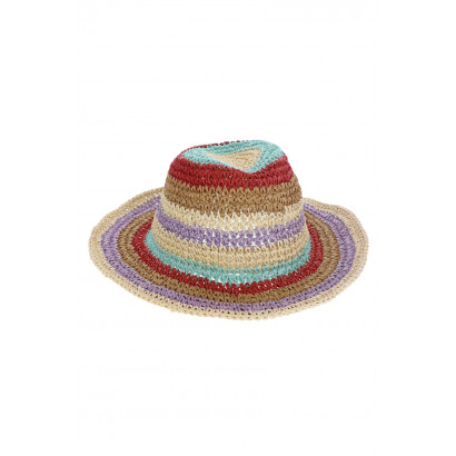 CROCHETED HAT WITH COLORED LINES