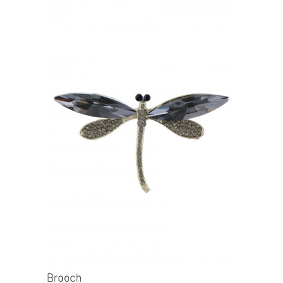 BROOCH WITH BUTTERFLY AND FACETED STONE