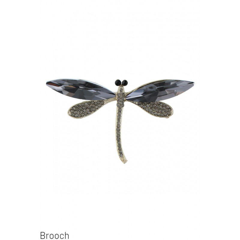 BROOCH WITH BUTTERFLY AND FACETED STONE