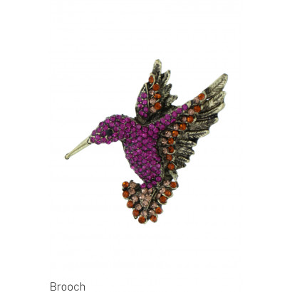 BROOCH WITH BIRD AND RHINESTONES