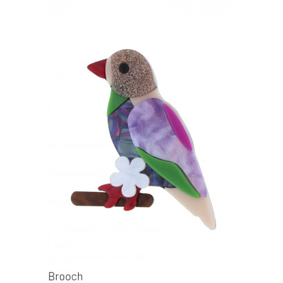 BROOCH WITH BIRD AND FLOWER