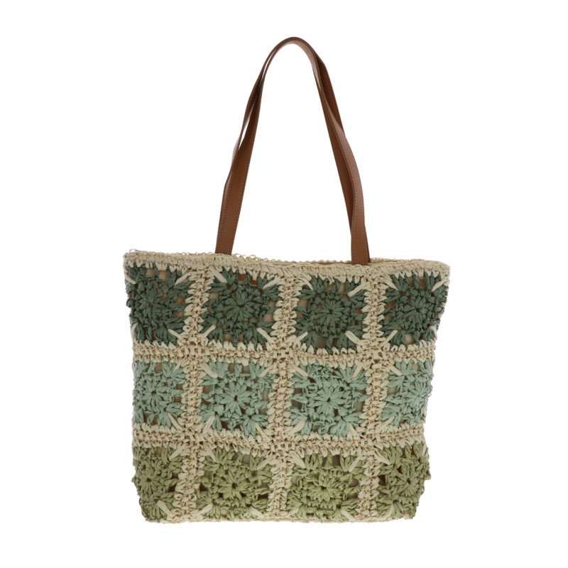 CROCHETED TOTE BAG WITH GEOMETRIC PRINT