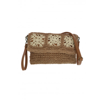 CROCHETED SHOULDER BAG WITH GEOMETRIC PATTERN