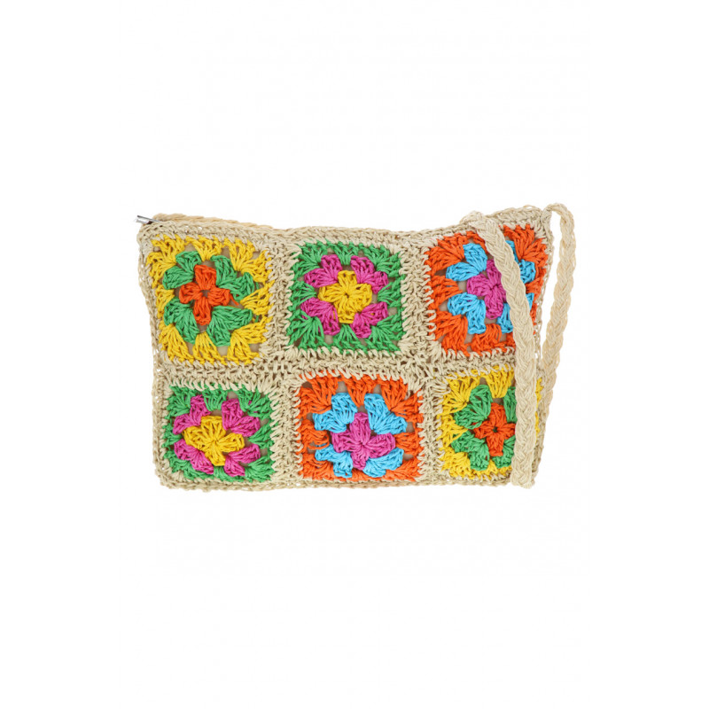 CROCHETED SHOULDER BAG WITH FLOWER PATTERN