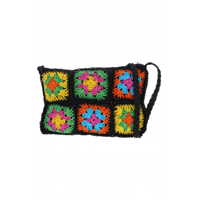 CROCHETED SHOULDER BAG WITH FLOWER PATTERN