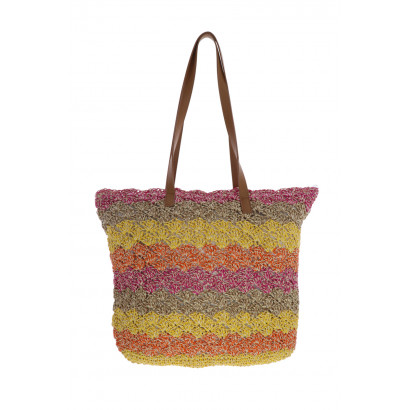 CROCHETED TOTE BAG WITH GEOMETRIC PRINT