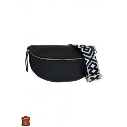 CÉLINA, SAC BANANE EN CUIR, COULEUR UNIE, SANGLE