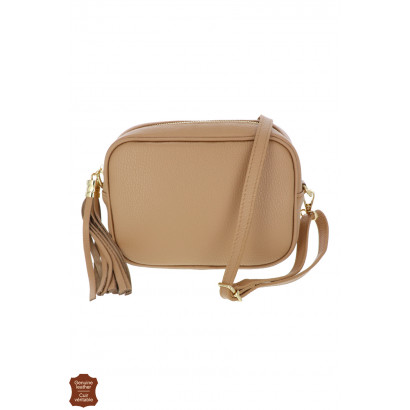 CAMILLE, LEATHER SADDLE BAG, FRONT POCKET