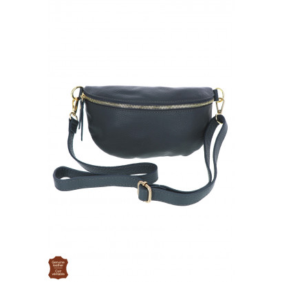 CLARA, SAC BANANE EN CUIR DE COULEUR UNIE