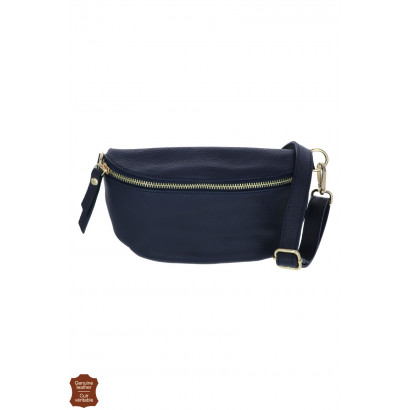 CLARA, SAC BANANE EN CUIR DE COULEUR UNIE