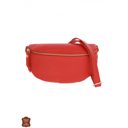 CLARA, SAC BANANE EN CUIR DE COULEUR UNIE