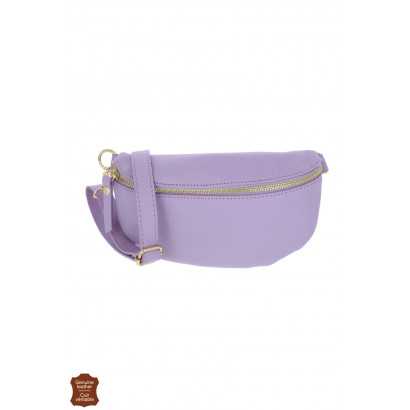 CLARA, SAC BANANE EN CUIR DE COULEUR UNIE