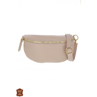 CLARA, SAC BANANE EN CUIR DE COULEUR UNIE