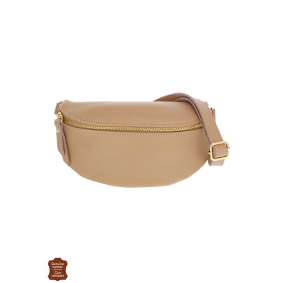 CLARA, SAC BANANE EN CUIR DE COULEUR UNIE