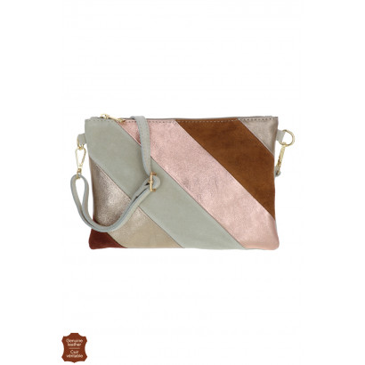 LELIA, SUEDE HANDTAS GLANZEND DEEL, PATCHWORK