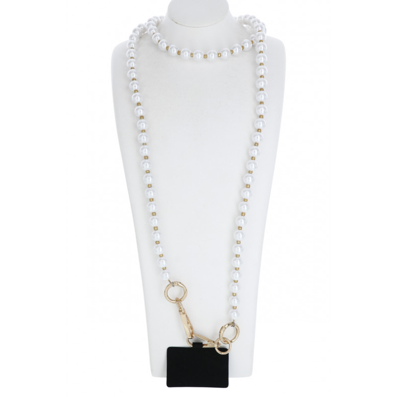 PHONE NECKLACE WITH PEARLS