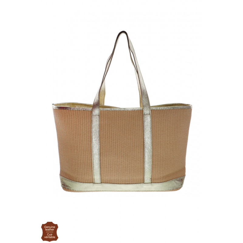 THALI, TOTEBAG EN PAILLE ET PARTIE CUIR BRILLANT