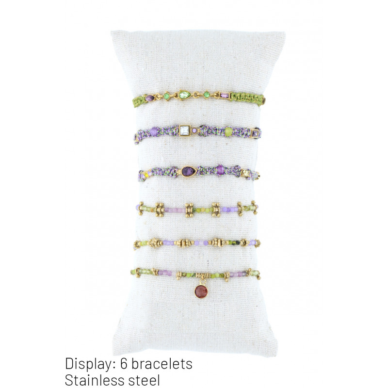 DISPLAY: 6 BRACELETS ACIER ET MULTIPLE PERLES