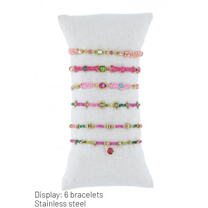 DISPLAY: 6 BRACELETS ACIER ET MULTIPLE PERLES