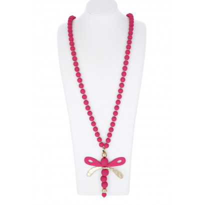 COLLIER DE PERLES AVEC PENDENTIF LIBELLULE