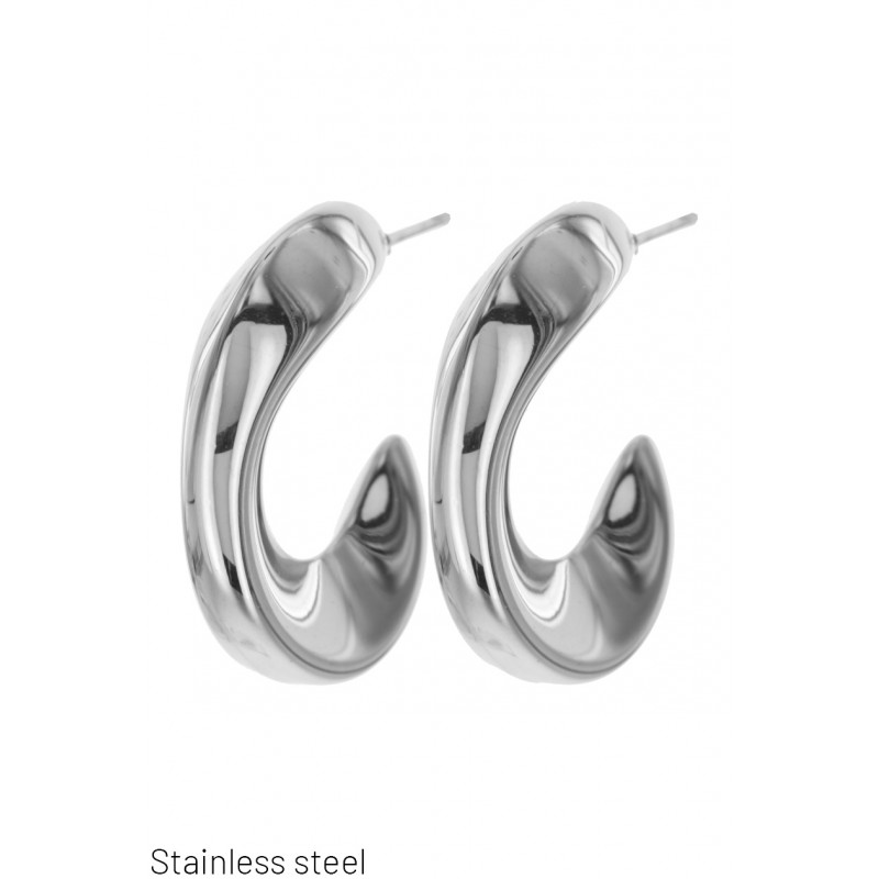 STEEL EARRINGS HAMMERED ROUND SHAPE