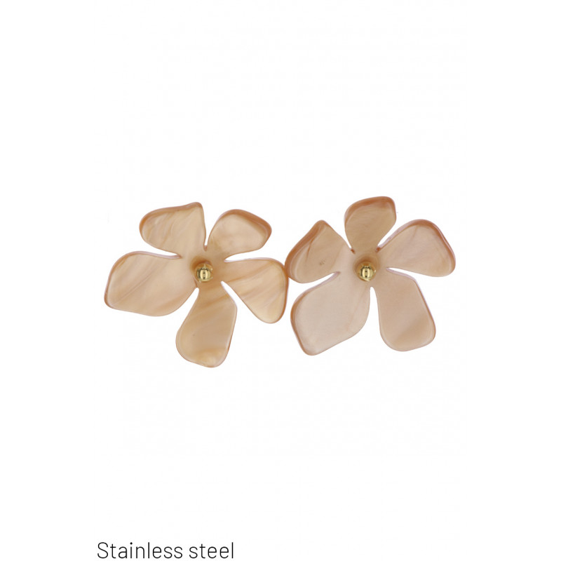 STEEL EARRING FLOWER SHAPE IN RESIN