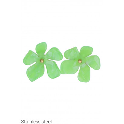 STEEL EARRING FLOWER SHAPE IN RESIN