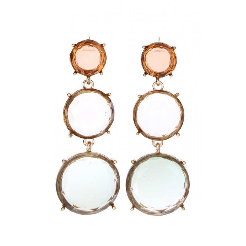 EARRINGS ROUND SHAPE COLORED TRANSPARENT RESIN