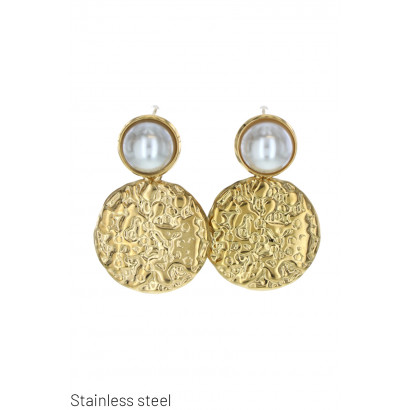 STEEL EARRING ROUND SHAPE WITH PEARL