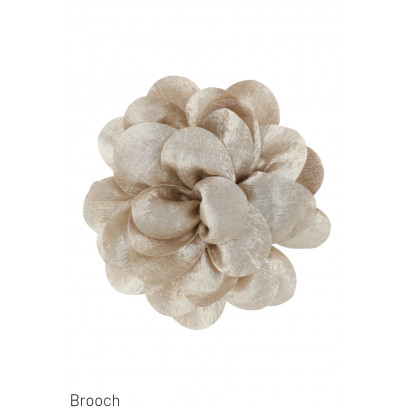 BROCHE AVEC FLEUR EN TISSUS & DORÉ