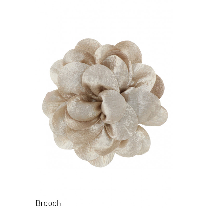 BROCHE MET STOFFEN BLOEM VORM EN GOUD