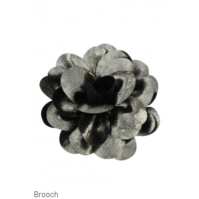 BROCHE MET STOFFEN BLOEM VORM EN GOUD