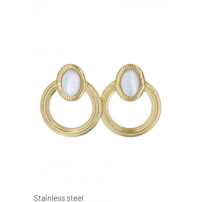 STEEL EARRING ROUND SHAPE WITH STEEL BEADS