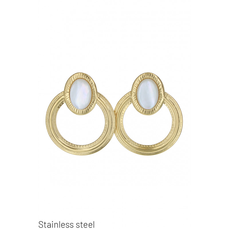 STEEL EARRING ROUND SHAPE WITH STEEL BEADS