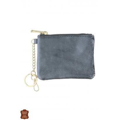 LEATHER METALIZED PURSE IN SOLID COLOR