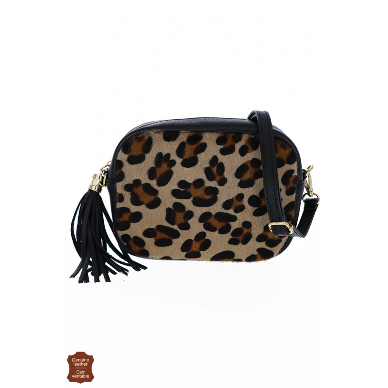 FANI, LEATHER BAG WITH ANIMAL PRINTING