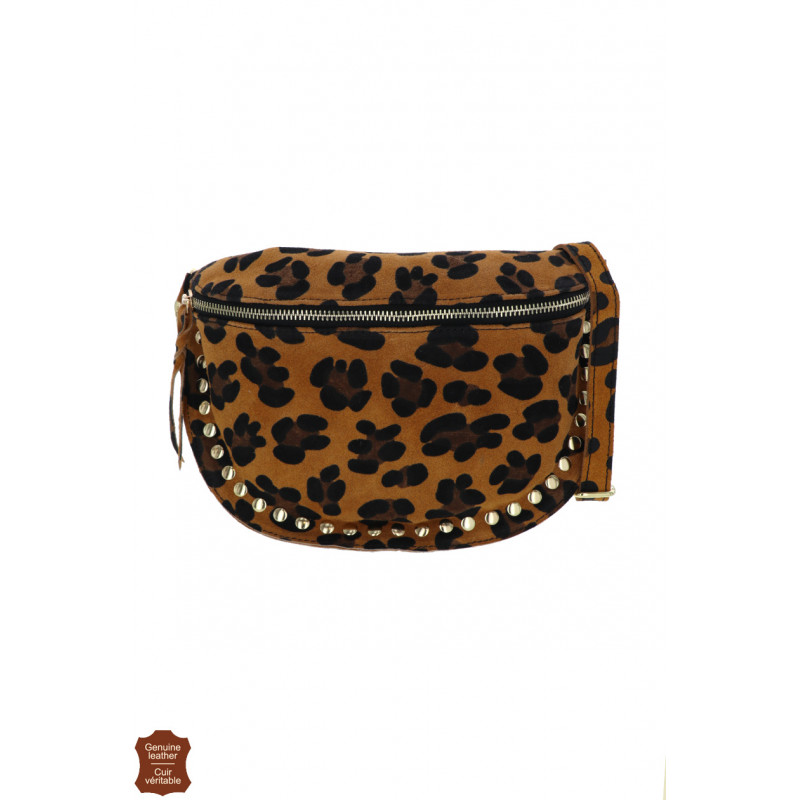 GIRA, SAC BANANE CUIR, COULEUR UNIE, IMP. GIRAFE