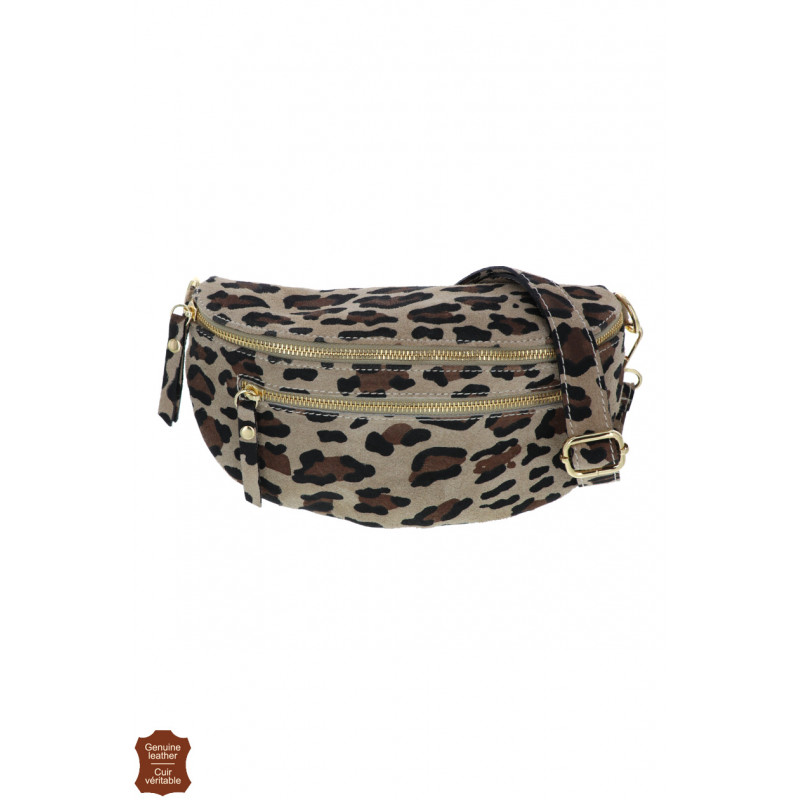 GIRA, WAIST LEATHER BAG, SOLID COLOR, GIRAFE PATT