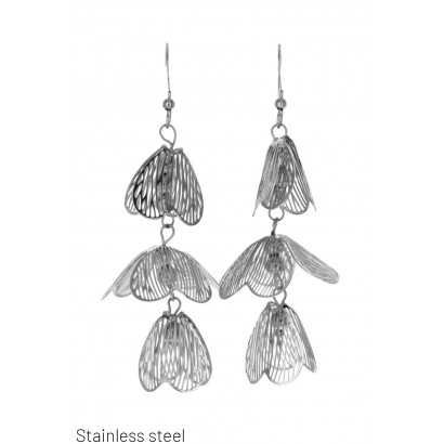 STEEL EARRINGS WITH FILIGREE FLOWERS SHAPE