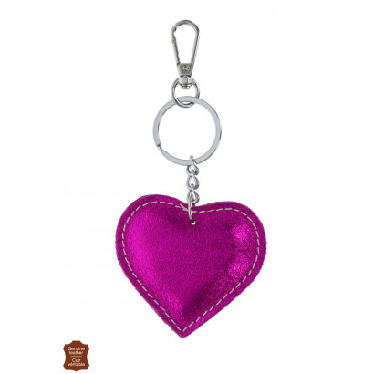 KEYRING WITH HEART SHAPE IN SHINY LEATHER