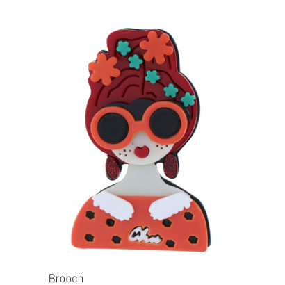 BROOCH WITH LADY WITH SUNGLASSES, JEWELLERY, FLOWE