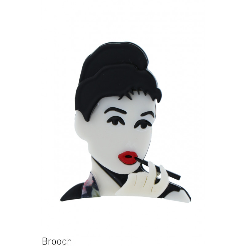 BROOCH WITH LADY WITH RED LIPS