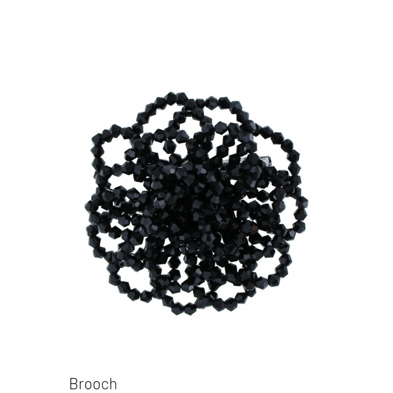 BROOCH FLOWER SHAPE WITH FACETED BEADS