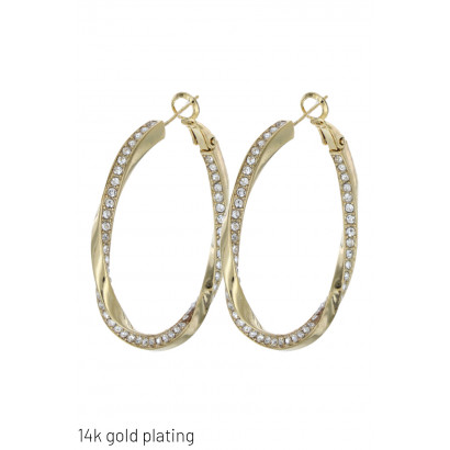 GOLD PLATING EARRINGS WITH ROUND SHAPE & RHINESTON