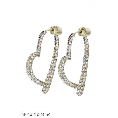 GOLD PLATING EARRINGS WITH HEART SHAPE & RHINESTON