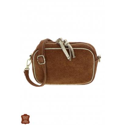 CHARLINE, SUEDE  HANDTAS, GLANZEND NAAIEN