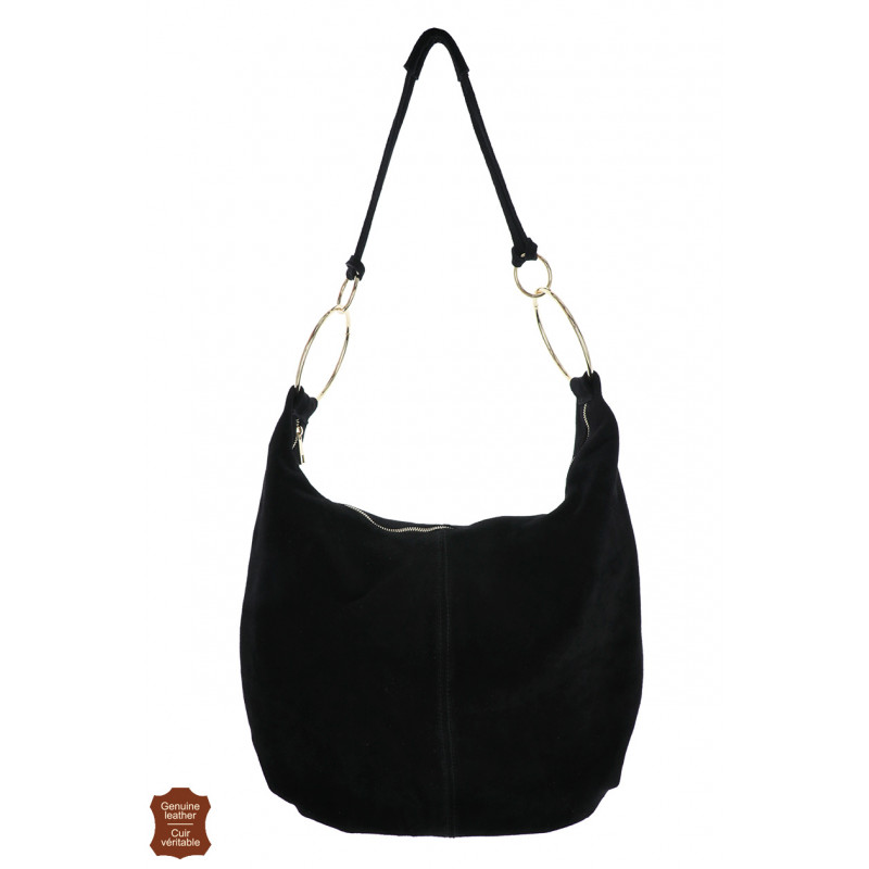 JOY,SUEDE SHOPPING BAG WITH METAL RING