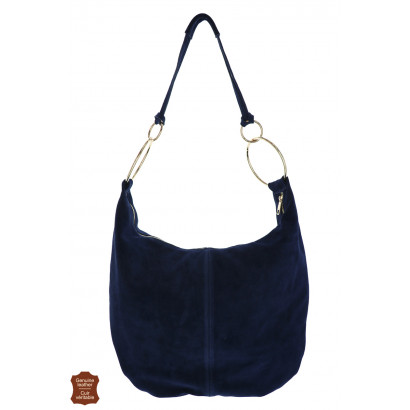 JOY,SUEDE SHOPPING BAG WITH METAL RING